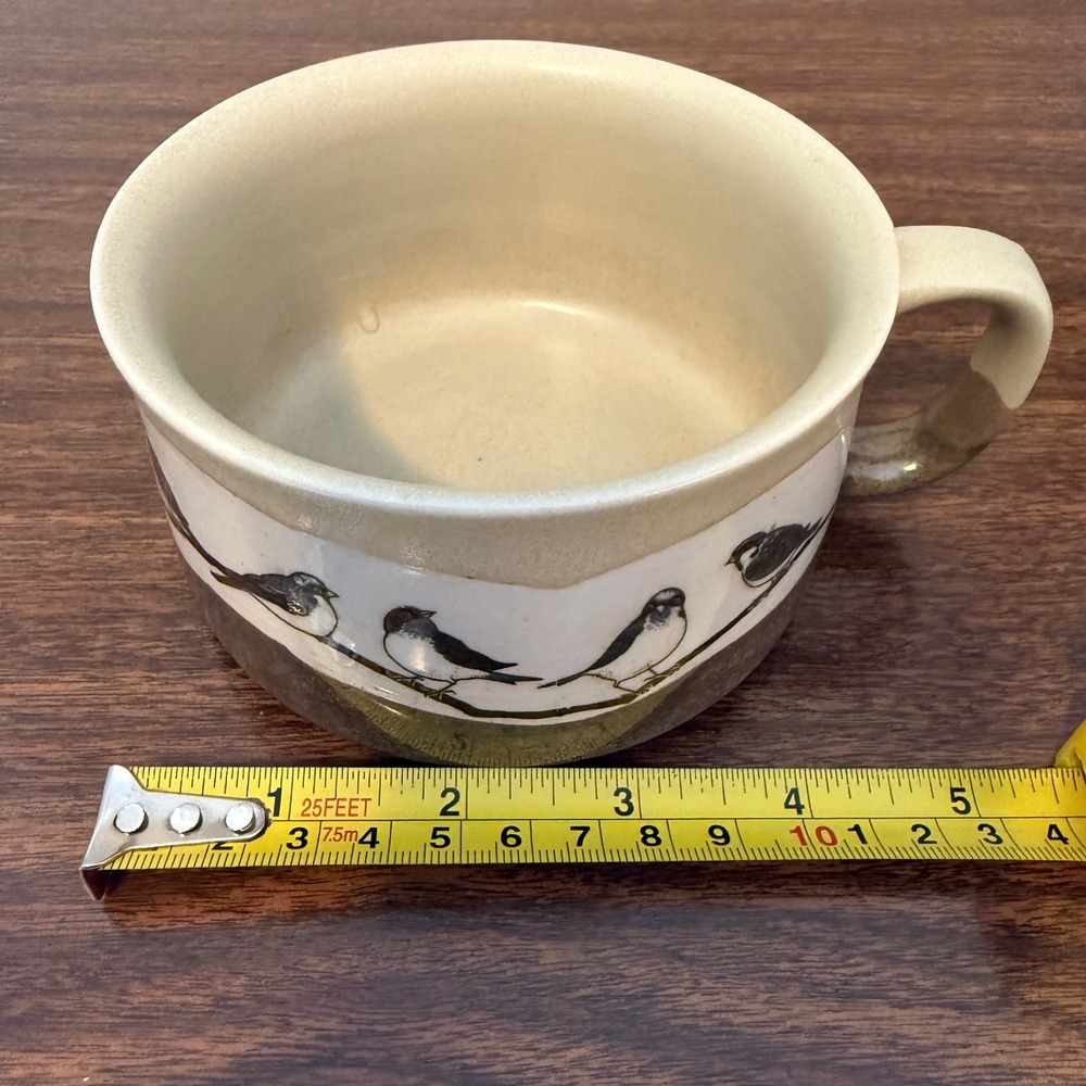 Vintage Otagiri Bird on Branch Stoneware Soup Mugs Set of 2 Earth Tone Cups - Picture 6 of 8